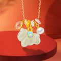 Instant Rich Flower Sterling Silver 925 Hetian Jade Necklace Sweet Natural Freshwater Pearl Clavicle Chain Donut Pendant