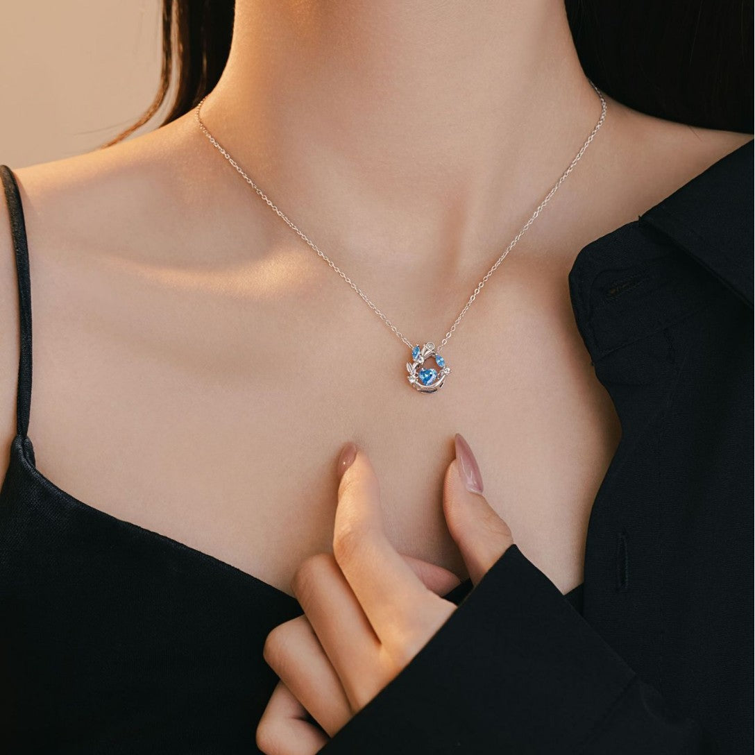 Rose Sterling Silver 925 Smart Necklace Women's Light Luxury High-Grade Love Clavicle Chain Ins Wind Beating Heart Pendant