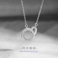 Mobius Ring Pure Silver 999 Necklace Fashion Versatile Double Ring Clavicle Chain Ins Style Ring Buckle Pendant