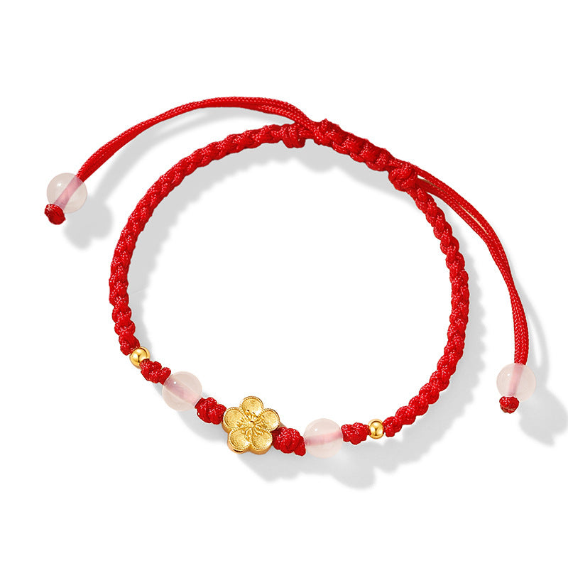 Bracciale in argento sterling 925 – fiore di pesco e fiore di ciliegio e calcedonio