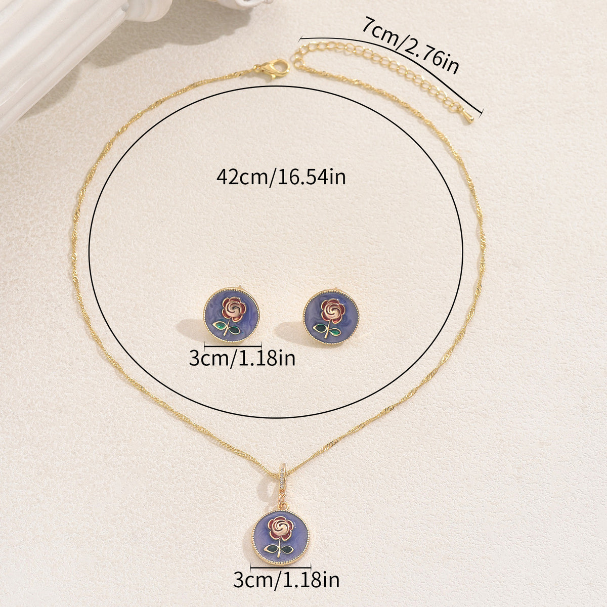 Blue Rose-Detail Disc Jewelry — product image 3