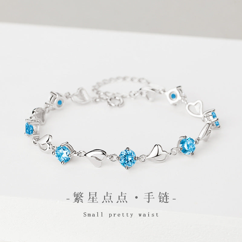 Bracciale in argento sterling 925 – cuore e motivo marino e zirconi