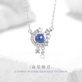 Moon Sterling Silver 925 Necklace Female Niche Design Light Luxury Glass Stone Clavicle Chain Ins Style Star Tassel Pendant