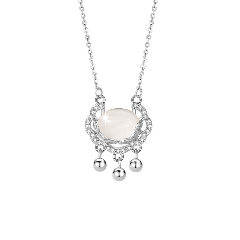 Collana in argento sterling 925 – lucchetto e nuvola e calcedonio