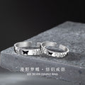 Butterfly Sterling Silver 925 Couple Ring Niche Design Light Luxury Star Ring Ins Valentine's Day Broken Ice Ring