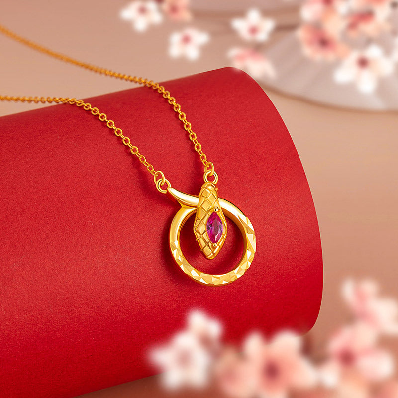 Lingsnake Sterling Silver 925 Necklace Light Luxury High-Grade Mobius Ring Zodiac Clavicle Chain Ins Style Animal Year Pendant