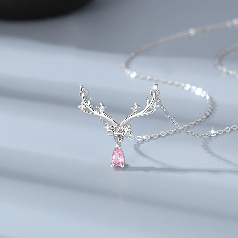 Collana in argento sterling 925 – corna di cervo e zirconi