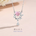 Lovely Sterling Silver 925 Necklace Female Niche Design Light Luxury Flower Clavicle Chain Get Things Ins Butterfly Tassel Pendant