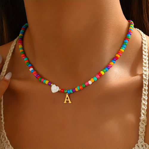 Colorful Initial Bead Necklace