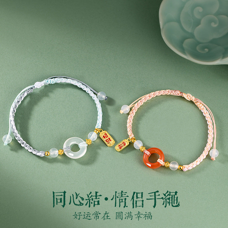 Bracciale in argento sterling 925 – nodo e disco e calcedonio