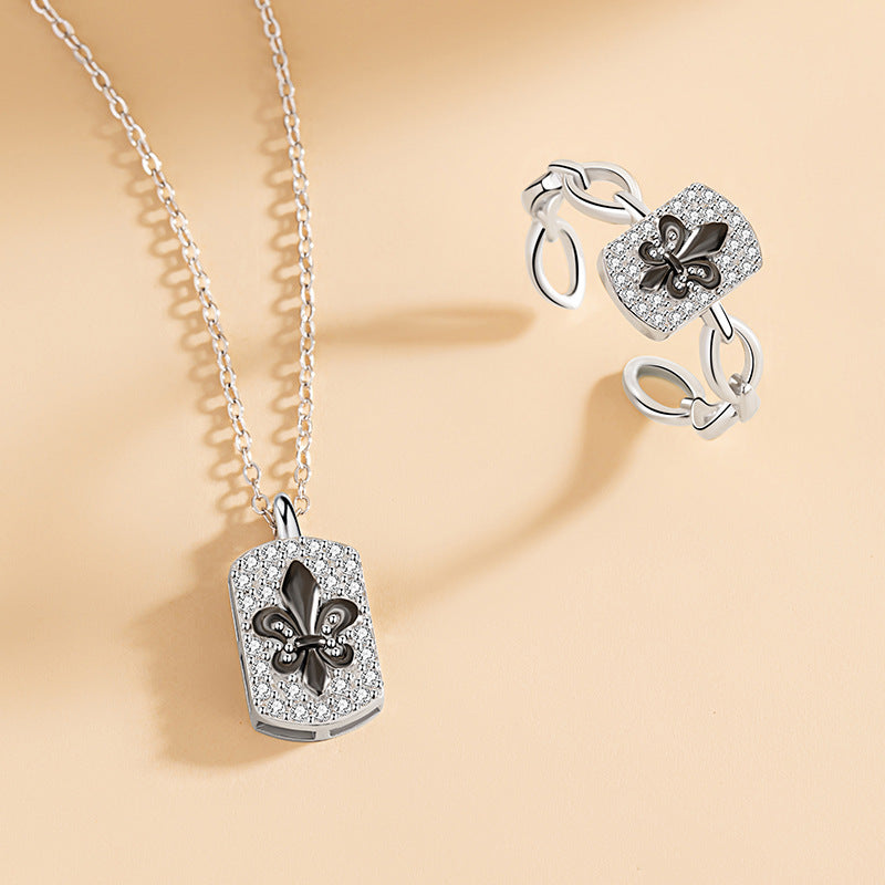 Iris Sterling Silver S925 Necklace Women's Light Luxury Niche Design Flower Clavicle Chain Ins Style Square Pendant