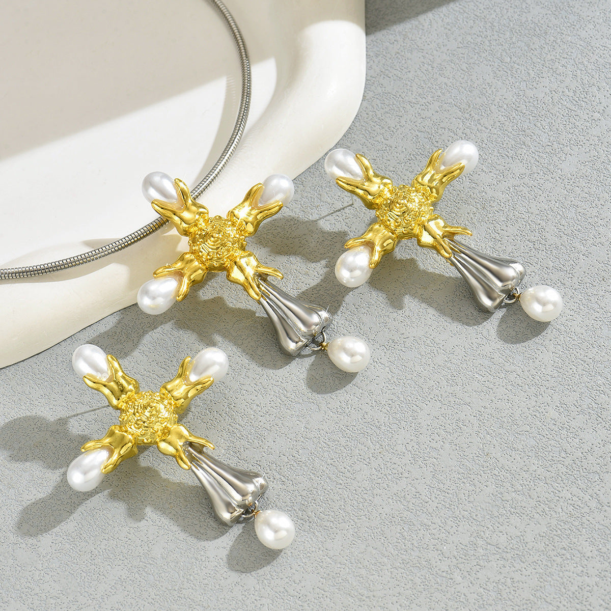 Pearl-Effect Decorative Cross Jewelry — product image 2