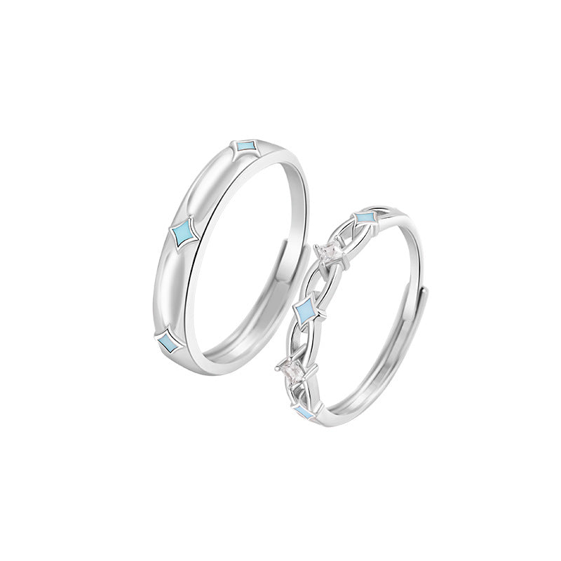 Romantic Star River Sterling Silver 925 Luminous Couple Ring Light Luxury High-Grade Star Ring Ins Wind Star Ring