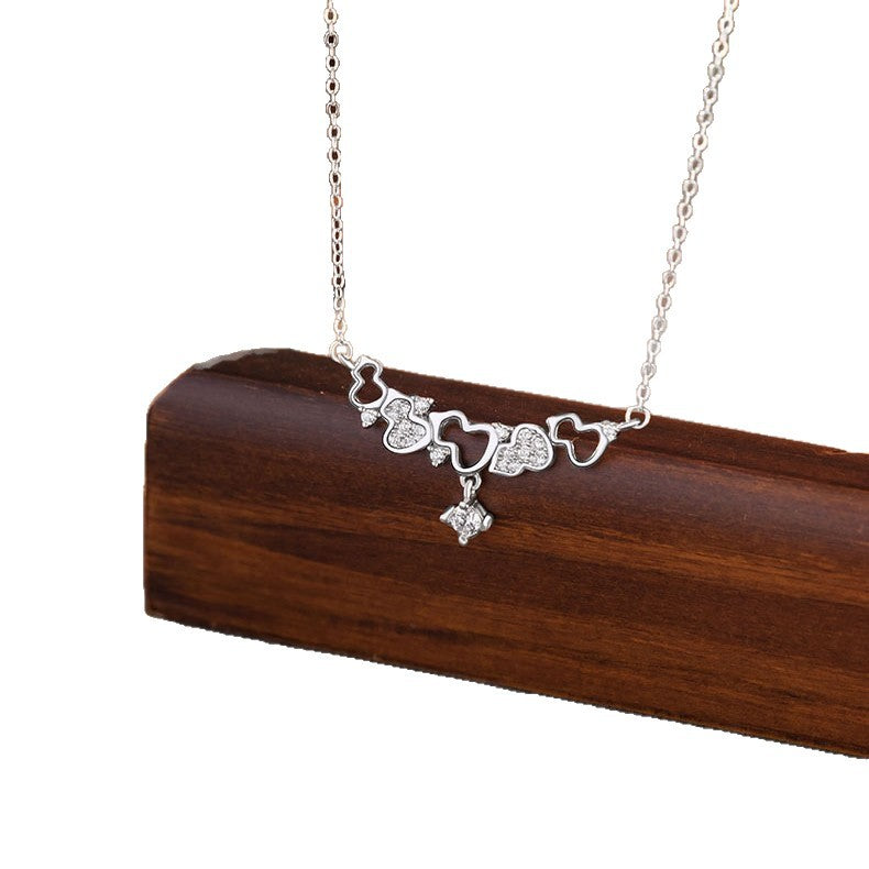Gourd Pure Silver 999 Necklace Women's Light Luxury High-Grade Zircon Star Clavicle Chain Ins Little Red Book Same Pendant