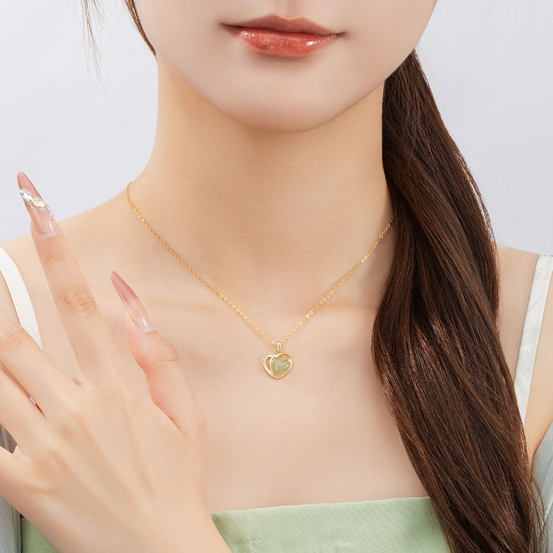 Collana in argento sterling 925 – cuore e giada Hetian