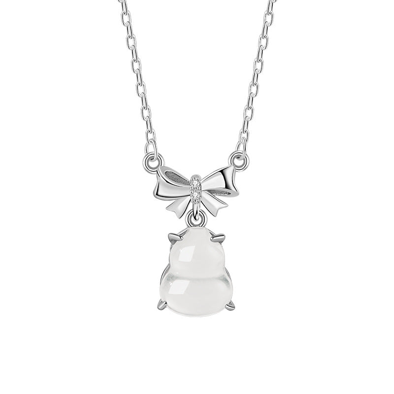 Collana in argento sterling 925 – fiocco e zucca e giada