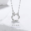 Mobius Ring S999 Pure Silver Necklace Female Niche Design Light Luxury Zircon Clavicle Chain Ring Buckle Pendant