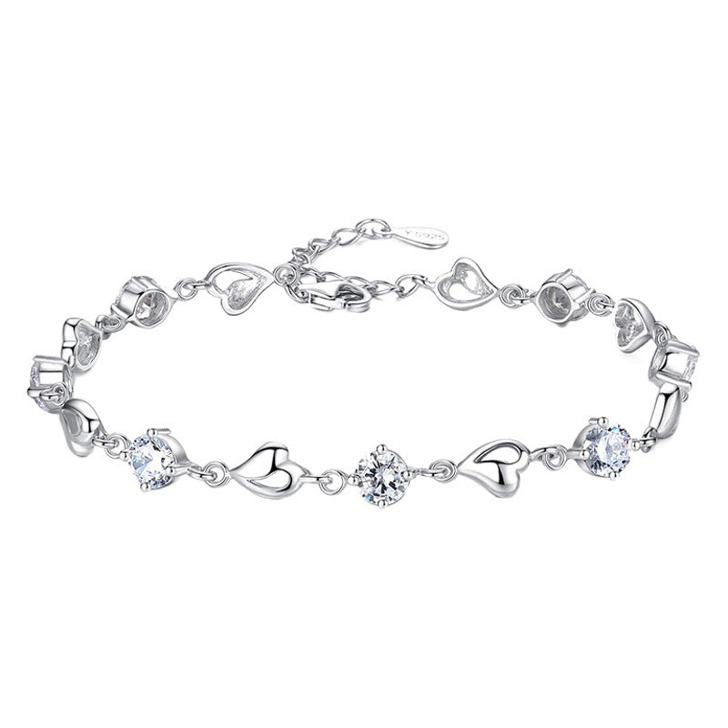 Bracciale in argento sterling 925 – cuore e motivo marino e zirconi