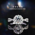 Sterling Silver 925 Diamond Ring Women's Fashionable High-Grade Moissanite Flower Ring 1 Karat Surrounding Flower Wedding Ring