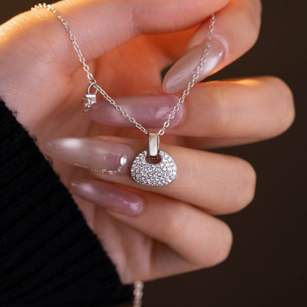 Small Lotus Bag Sterling Silver 925 Necklace Women's Light Luxury High-Grade Zircon Bag Clavicle Chain Ins Small Red Book Same Pendant
