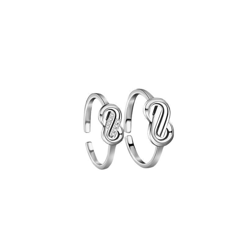 Mobius Sterling Silver S925 Couple Ring Men's and Women's Simple Infinite Symbol Ring Valentine's Day Ring