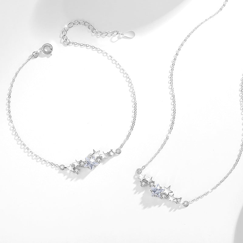 Meteor Shower Sterling Silver 925 Bracelet Female Niche Design Light Luxury Starry Bracelet Ins Style Star Bracelet