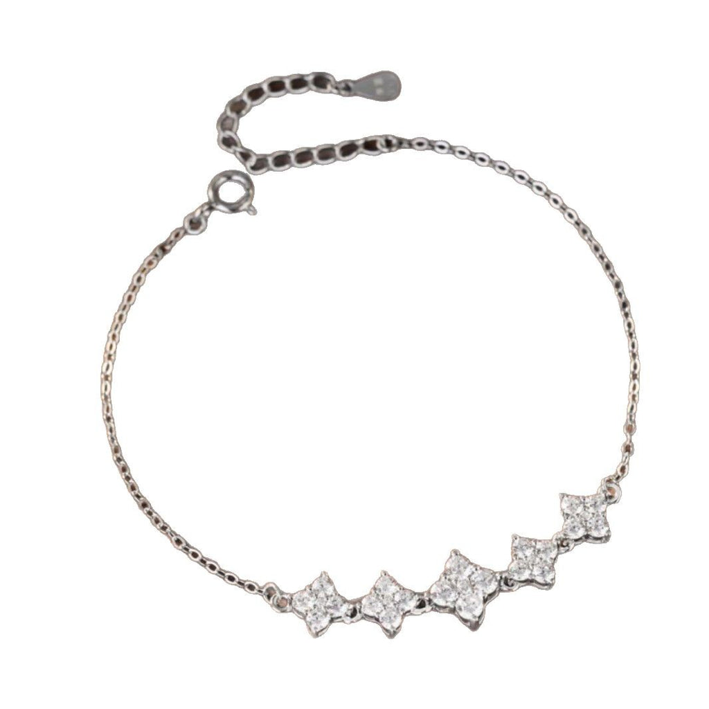 Lucky Clover Pure Silver 999 Bracelet Niche Design Light Luxury Zircon Bracelet Ins Valentine's Day Flower Bracelet
