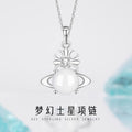Fantasy Saturn Sterling Silver 925 Necklace Women's Light Luxury High-Grade Chalcedony Planet Clavicle Chain Ins Style Star Pendant