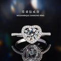 Heart-Shaped Sterling Silver 925 Diamond Ring Women's Light Luxury High-Grade Wedding Proposal Ring Heart-Shaped Hollow Ring