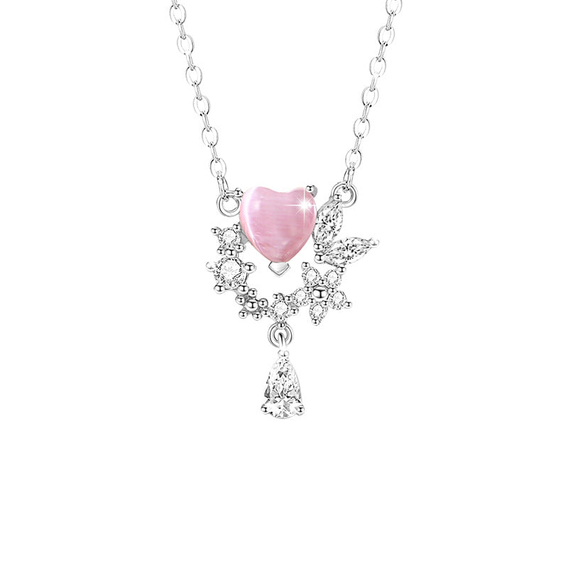 Lovely Sterling Silver 925 Necklace Female Niche Design Light Luxury Flower Clavicle Chain Get Things Ins Butterfly Tassel Pendant