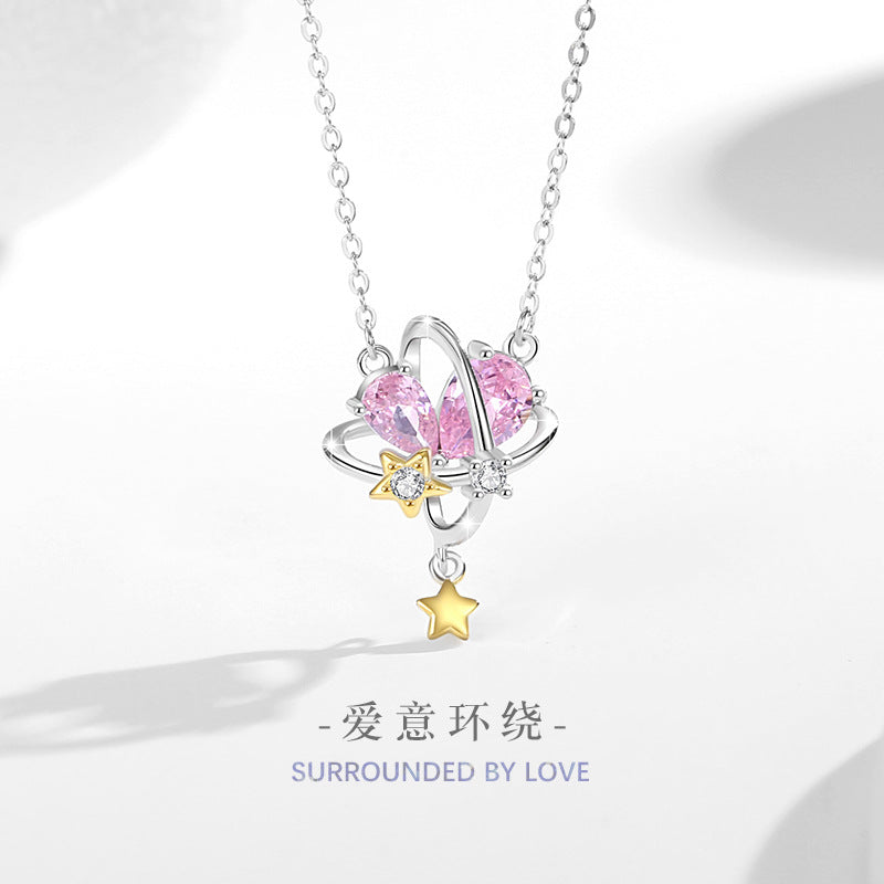 Collana in argento sterling 925 – stella e pianeta