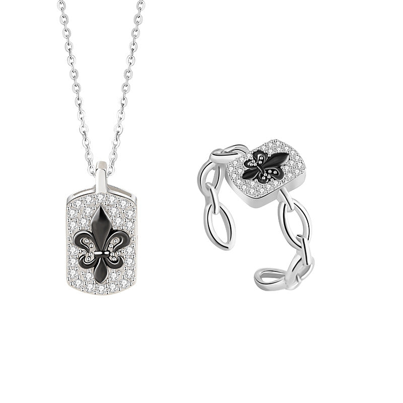 Iris Sterling Silver S925 Necklace Women's Light Luxury Niche Design Flower Clavicle Chain Ins Style Square Pendant