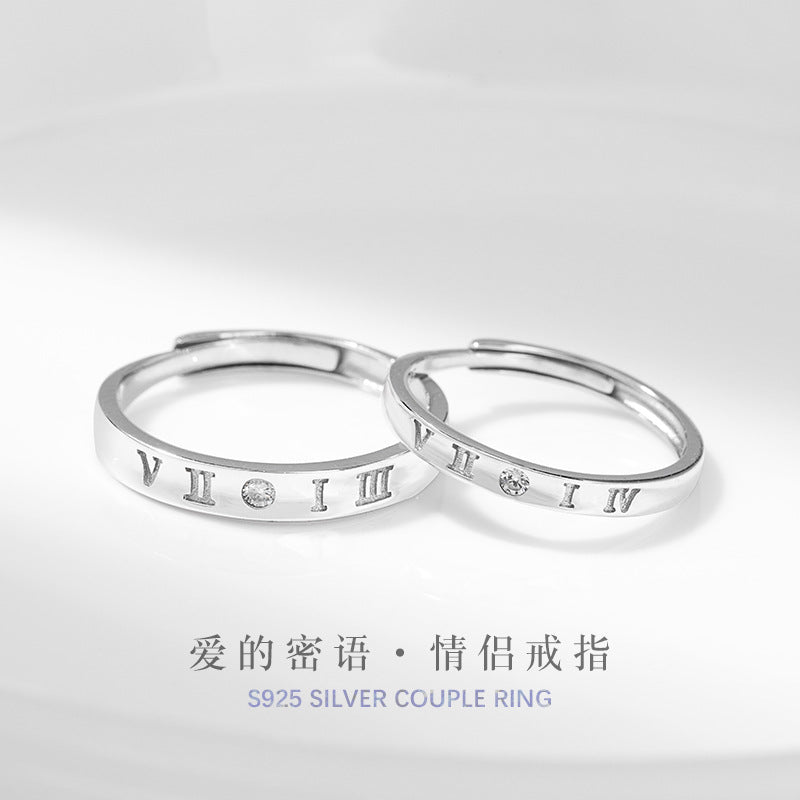 Original Love Secret Sterling Silver 925 Couple Ring Men and Women High Sense I Love You Plain Ring Mobius Pair Ring