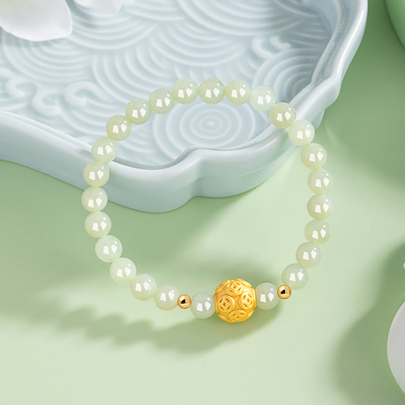 Bracciale in argento sterling 925 – moneta e giada Hetian