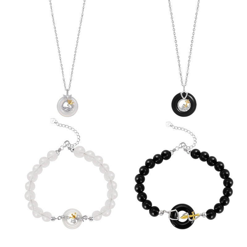 Gioielli in argento sterling 925 – disco e agata bianca