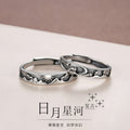 Sun Moon Star River Sterling Silver 925 Couple Ring Isn Niche Design Men's and Women's Plain Ring Light Luxury Fashion Adjustable Ring