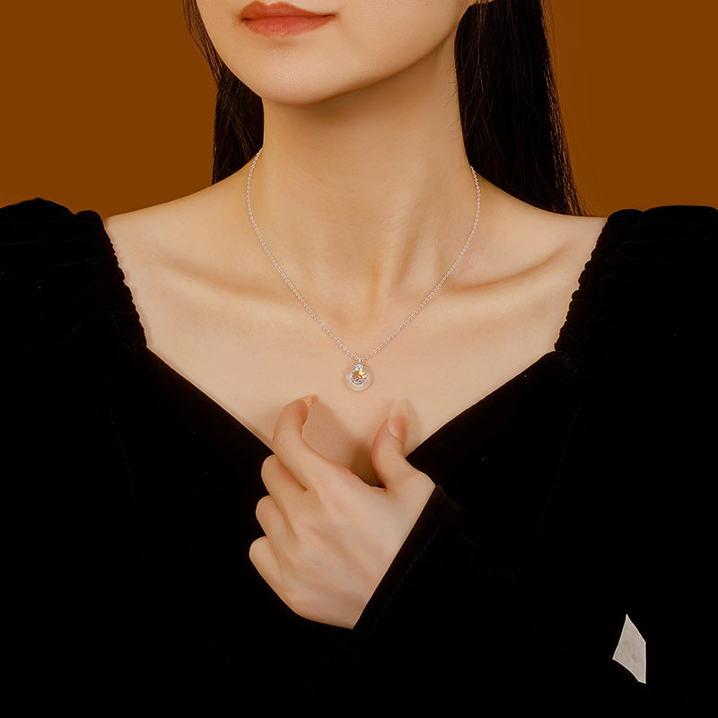 Gioielli in argento sterling 925 – disco e agata bianca