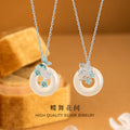 Collana in argento sterling 925 – farfalla e disco e calcedonio