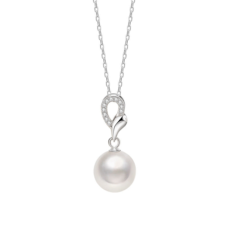 Natural Freshwater Pearl Sterling Silver 925 Female Niche Design Light Luxury Leaf Pendant Ins Style Birthday Gift Pendant