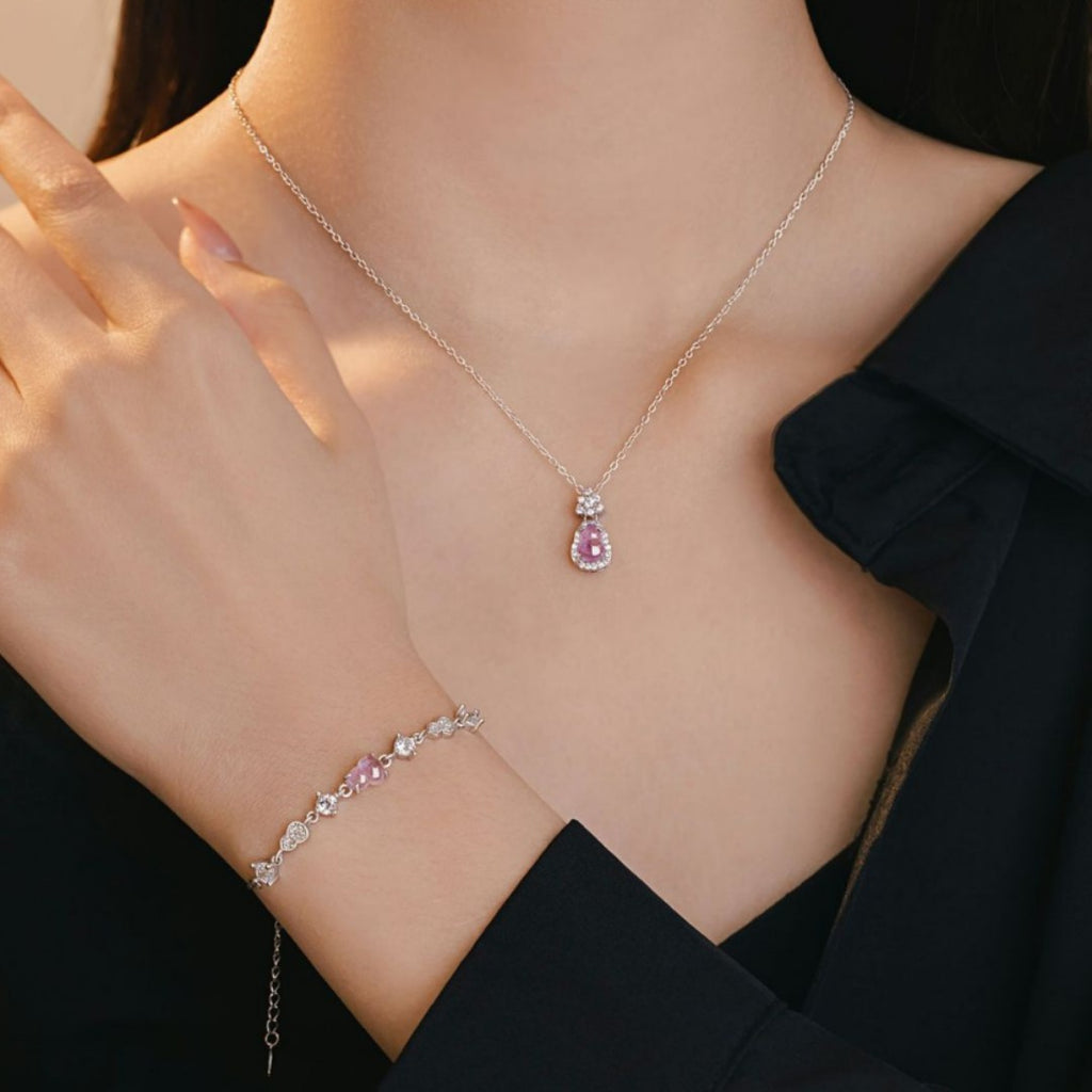 Gourd Sterling Silver 925 Necklace Women's Light Luxury High-Grade Natural Amethyst Clavicle Chain Ins Style Nine Purple Fire Pendant