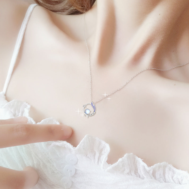 Original Design Chang'an Dream Necklace Female S925 Sterling Silver Valentine's Day Glaze Niche Simple Temperament Pendant