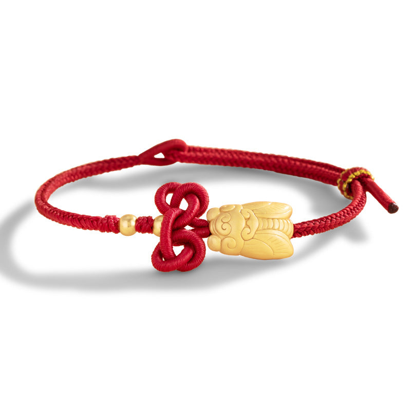 Amazing Sterling Silver 925 Bracelet National Fashion Gold Ranking Title Wenchang Knot Woven Bracelet Exam Ashore Cicada Bracelet