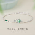 Gourd Sterling Silver 925 Bracelet Women's Light Luxury High-Grade Natural African Emerald Bracelet Ins Style Fu Lu Double Full Bracelet