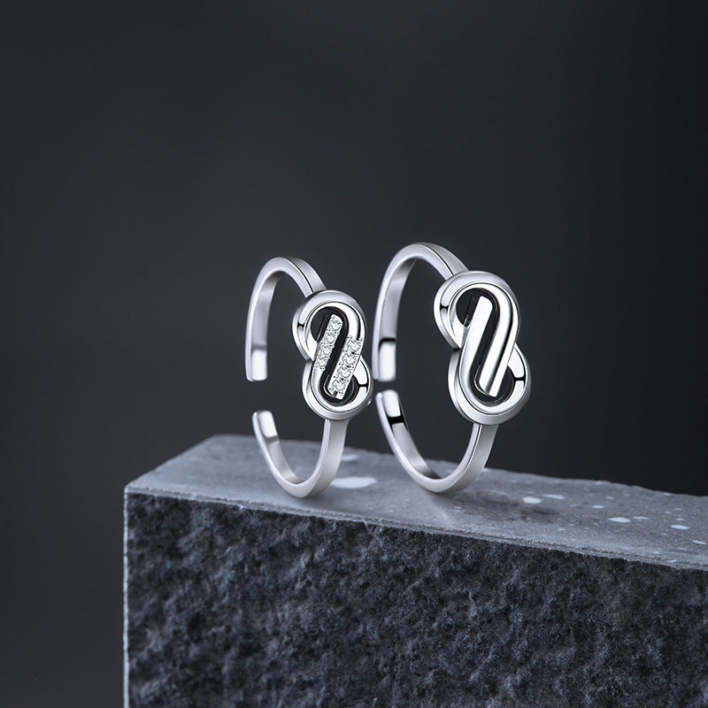 Mobius Sterling Silver S925 Couple Ring Men's and Women's Simple Infinite Symbol Ring Valentine's Day Ring