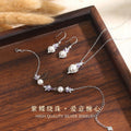 2026 New Chinese Style Wisteria Pearl Butterfly Silver Jewelry Set Women's Light Luxury Niche Necklace Bracelet Earrings Wholesale