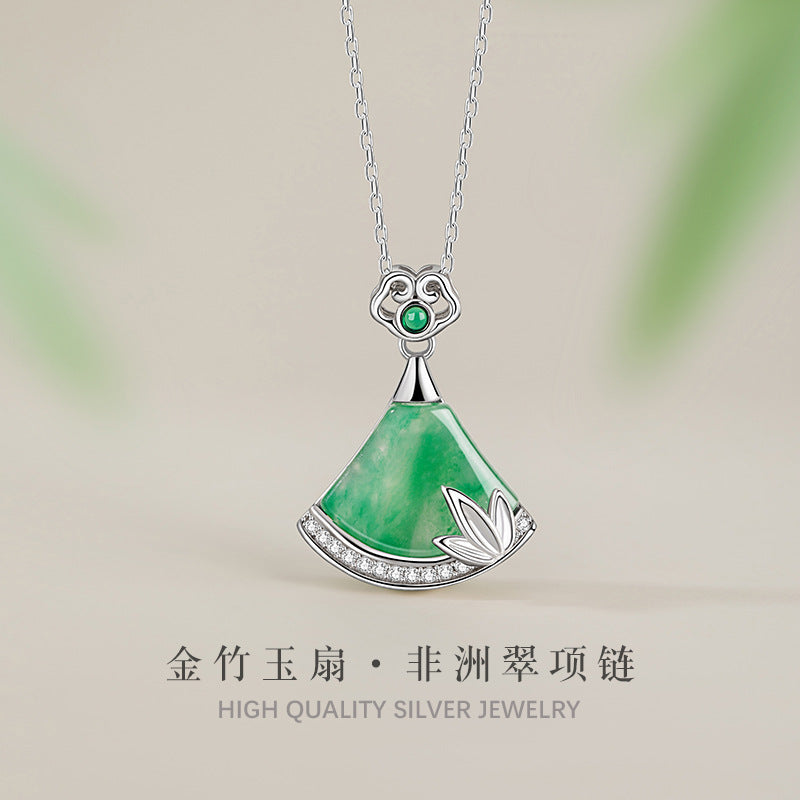 Collana in argento sterling 925 – ventaglio e bambù