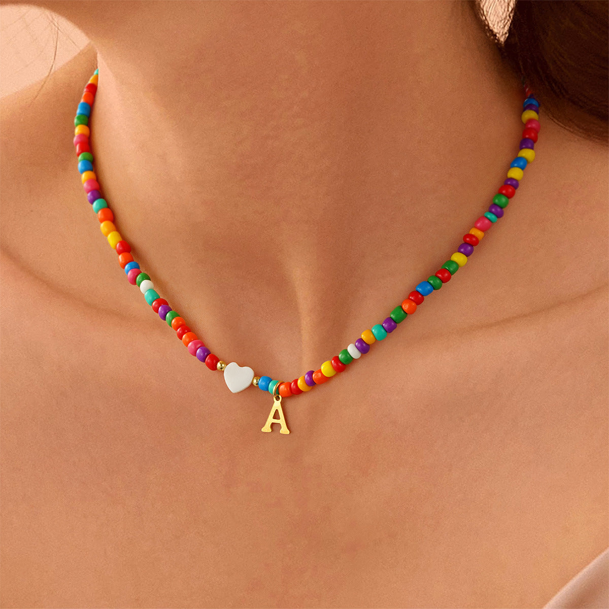 Colorful Initial Bead Necklace — product image 4