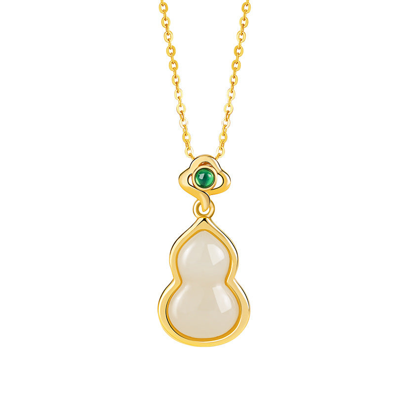Collana in argento fino 999 – zucca e ruyi e giada Hetian