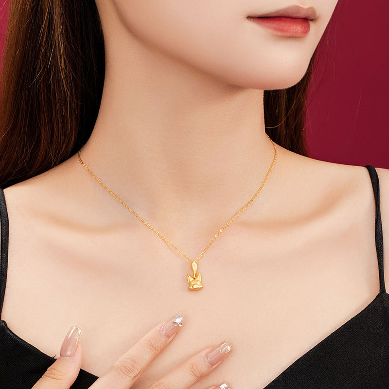 Fox Sterling Silver 925 Necklace Female Niche Design Light Luxury Style Nine Tail Fox Clavicle Chain Ins Style Fox Fairy Pendant