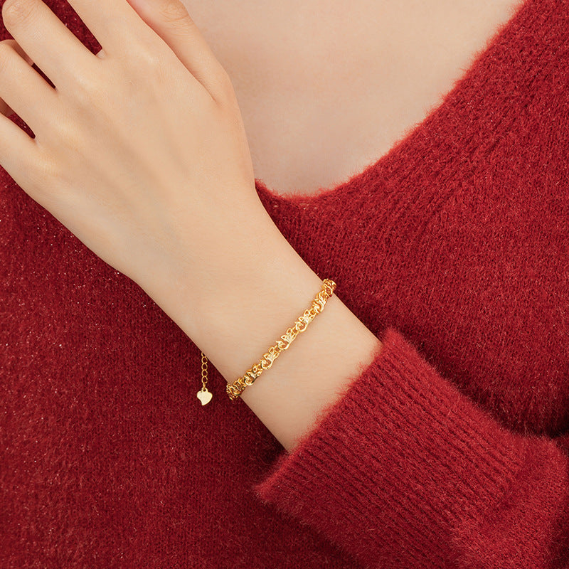 Phoenix Pure Silver 999 Bracelet Women's Fashion Versatile Hollow Bracelet New Chinese Ins Style Phoenix Tail Bracelet